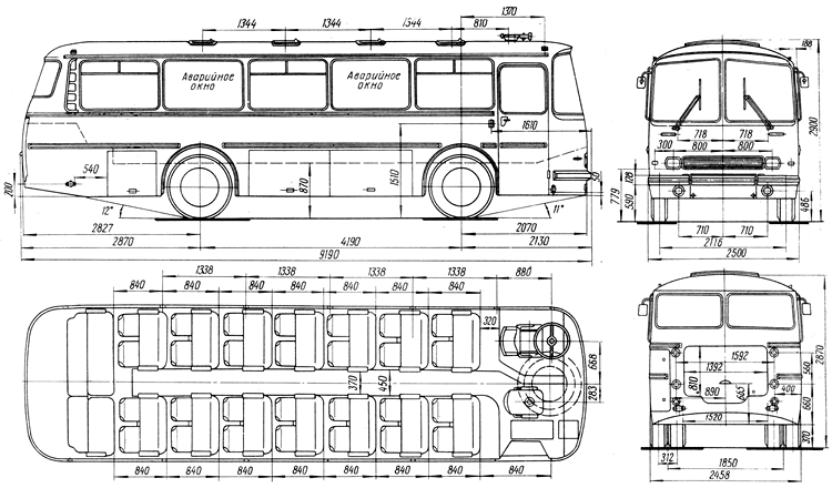 Чертёж автобуса ЛАЗ-697Р